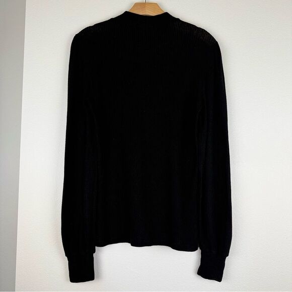 Reformation Black Ribbed Puff Shoulder Long Sleeve Womens Size XS/S - Picture 7 of 11